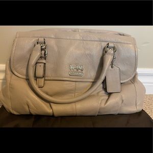 Coach grey leather hand bag